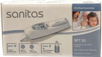 A box of a Sanitas ear thermometer.