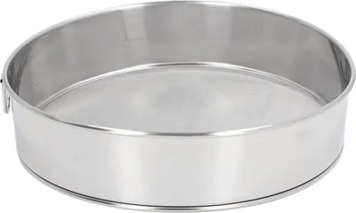 Zdjęcie produktu dla Sito okrągłe, 80 mesh, duże, w kolorze srebrnym, filtr pokryty tytanem, powłoka nieprzywierająca, sito ze stali nierdzewnej do cukru pudru, kakao w proszku