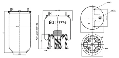 Zdjęcie produktu dla FEBI BILSTEIN Mieszek pneumatyczny 187774 511 178 mm 286 260 mm