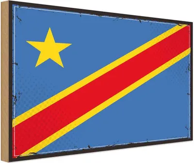 Produktbild von vianmo Holzschild 20x30 cm DR Kongo democratic Congo Flagge Fahne Wappen