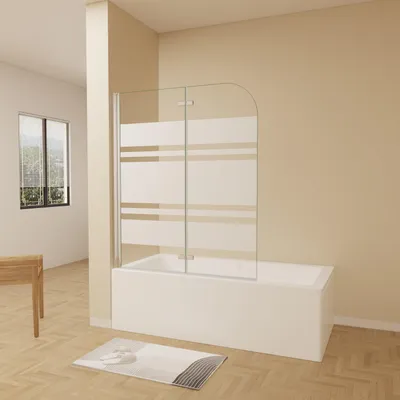 Produktbild von AICA 120cmx140cm Badewannenaufsatz mit Blickdichten 6mm NANO ESG-glas 2-teilig Faltwand Badewannenfaltwand Badewanne Duschabtrennung Duschwand
