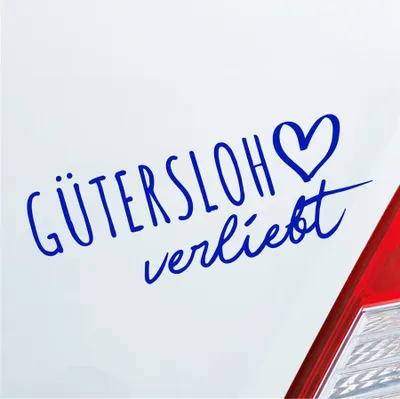 Produktbild von Auto Aufkleber Gütersloh verliebt Herz Stadt Heimat Liebe Car 19x7 cm Dunkelblau Sticker Heckscheibenaufkleber