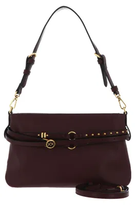 Produktbild von PINKO Schultertasche Umhängetasche Belt Bag Mini Vitello Morbido Burgundy Wine - Antique Gold dunkelbraun