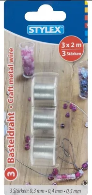 Produktbild von Stylex 46474 Basteldraht silberfarben 0,3 + 0,4 und 0,5 mm 3 x 2 m