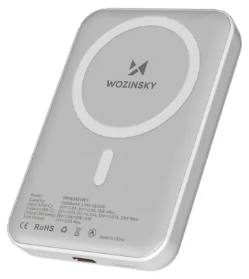 Zdjęcie produktu dla Powerbank magnetyczny Wozinsky WRW349YWS 10 000 mAh - biały