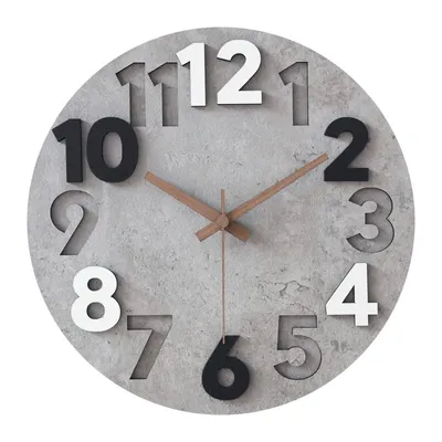 Produktbild von Wanduhr Ohne Tickgeräusche Modern Holz 3D Küchenuhr für Wohnzimmer Kinderzimmer Büro (30 cm)