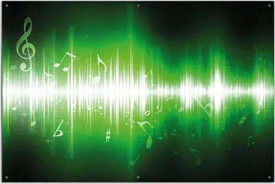 Produktbild von Wallario Outdoor-Poster für Garten oder Balkon, Motiv Grüne Noten der Musik, in ca. 61 x 91,50 cm