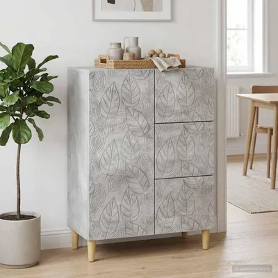 Image de Buffet vidaXL gris béton 66 x 34,5 x 90 cm en aggloméré