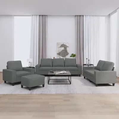 Zdjęcie produktu dla Maison Exclusive – 4-częściowy zestaw wypoczynkowy z tkaniny w kolorze ciemnoszarym