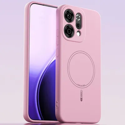 Image de Etui magnétique pour Oppo Reno14, compatible MagSafe, silicone liquide, résistant aux chocs et aux rayures Rose