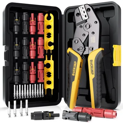 Immagine prodotto di Set di strumenti per crimpare cavi solari da 2,5/4/6 mm², 6 connettori solari, pinza crimpatrice