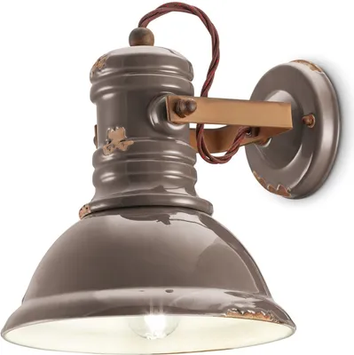 Produktbild von Spot Strahler Metall Keramik verstellbar Taupe Shabby Antik Rostbraun E27 Vintage Keramiklampe