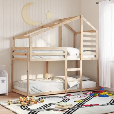 Produktbild von (NEU 2026) Etagenbett/Jugendbett, mit Dach 80x200 cm - Massivholz Kiefer - Klassische Betten - 42.15 kg