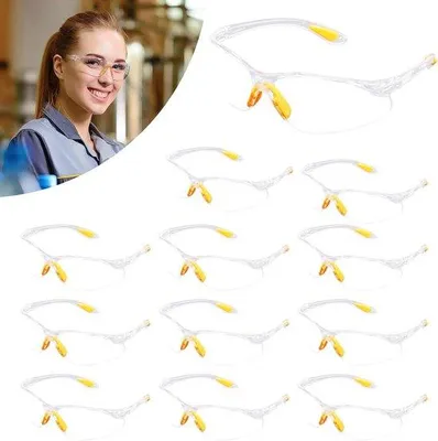 Obrázok produktu pre Ochranné okuliare, 12 ks, priehľadné, protiodleskové – ochranné okuliare na prácu s protišmykovou úpravou