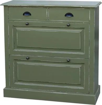 Produktbild von Casa Padrino Landhausstil Massivholz Schuhschrank Antik Grün 103 x 35 x H. 105 cm - Landhausstil Garderobenmöbel