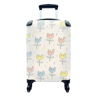 Produktbild von MuchoWow® Koffer Handgepäck Trolley Rollkoffer Kleine Reisekoffer mit 4 Rollen - Blumen - Pastell - Geburt - Cabin Size < 55x40x23 cm & 55x40x20 cm - Fotokoffer - Kabinenkoffer - Boardgepäck - Reise-Box - Reisekoffer - Reisegepäck - Koffer mit Bild - Trolley für Kinder