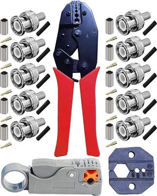 Krimptang-Set für RG59, BNC-Krimpzange + Abisolierer + 10 Stecker