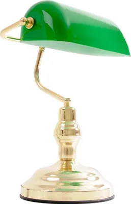 Produktbild von LED Bankerlampe, Metall messing, Glas grün, H 36 cm