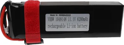 Produktbild von vhbw Akku kompatibel mit XT60 Stecker für Modellbau z.B. Racing Car, Helikopter, Flugzeug (6200mAh, 11,1V, Li-Polymer, 156,5 x 50 x 30 mm)