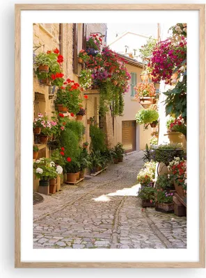 Produktbild von Gerahmtes Poster - Rahmen in heller Eiche - Blume Straße Haus - 50x70 cm - Wand Bild - Wanddeko - Wandbilder - Wandposter - Bilderrahmen - Bilder - Kunstdruck - Wandbild - P2NPA50x70-3586
