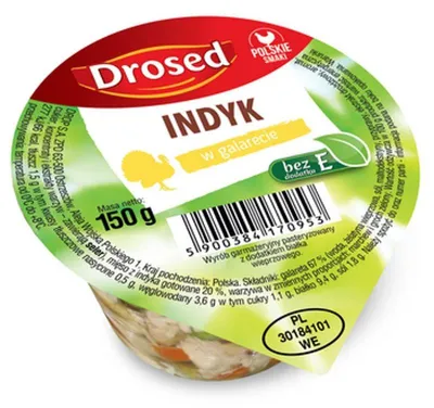 Zdjęcie produktu dla Indyk w galarecie bez E 150 g Drosed