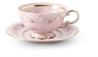 Produktbild von Teetasse und Untertasse, Sonata, 0,20 l, rosa Porzellan, Blumen, Leander