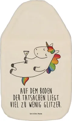 Produktbild von Mr. & Mrs. Panda Wärmflasche Einhorn Cocktail - Weiß - Geschenk, Lustig, mit Bezug, Spaß, Wärmekissen, Wärmflaschen, Unicorn, Spruch, Einhörner, Flauschige, gummi