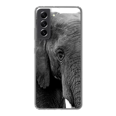 Produktbild von MuchoWow® Handyhülle Schutzhülle Hülle für Samsung Galaxy S21 FE Elefant - Tiere - Schwarz - Weiß - Natur Silikon Softcase Handy Hülle - Mobiltelefonhülle