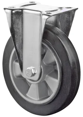 Produktbild von BS Rollen Bockrolle Kugellager, Rad-Ø 100 mm, Tragf. 150 kg, Elastik schwarz, Platte, Bauhöhe 137 mm