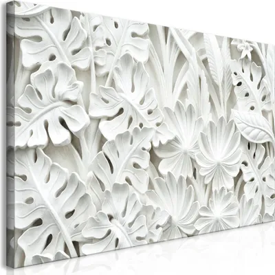 Produktbild von Italienischer Leinwand Leinwandbild - Alabaster Garden (1 Part) 120x60 cm Blätter f-B-0315-b-a