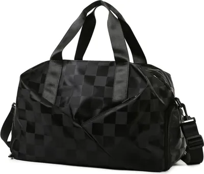 Produktbild von ASKSA Damen Sporttasche Reisetasche Wochenendtasche Handgepaeck-Schultertasche fuer Reisen, Workout, Sport, Schwarz, Groesse:47*28*24cm