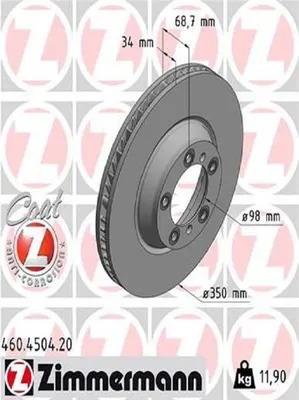 Produktbild von ZIMMERMANN Bremsscheibe Vorne Links für PORSCHE PANAMERA (971) 350mm 460.4504.20