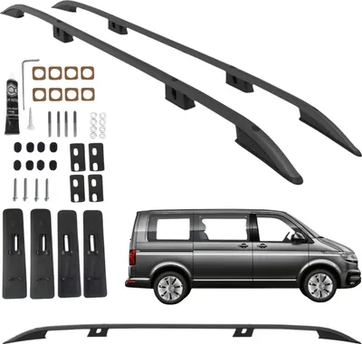 Productafbeelding van Volkswagen T5/T6, lange dakrails, aluminium, zwart