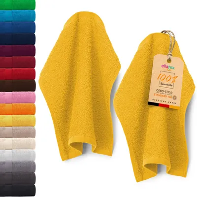 Produktbild von EllaTex PARIS 2er Set Seiftücher 30x30 cm – 100% Baumwolle, 500 g/m² Frottier, in Farbe: Sonnengelb