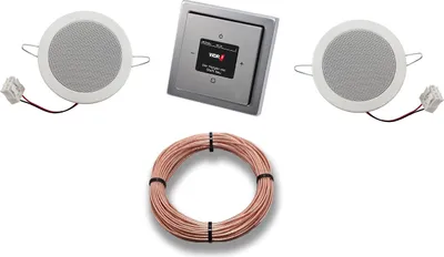 Produktbild von Busch Jäger DAB+ Unterputz Unterputzradio DAB PLUS RADIO 8215 U – 101 PUR EDELSTAHL Komplett-Set + 2 x Deckenlautsprecher/Einbaulautsprecher + 20 m Lautsprecherkabel 2x0,75 mm² 8215U-101