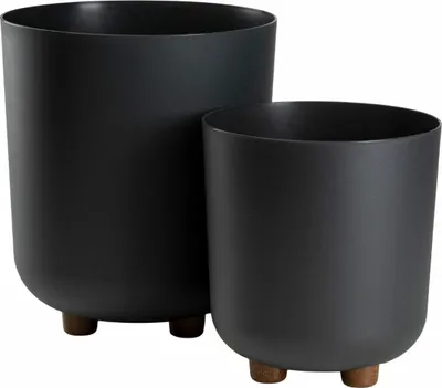 Produktbild von HowHomely | Pflanzentöpfe mit Füßen - Blumentöpfen - grau - 2er Set - Blumenkübel - Übertöpfe - Praktisch