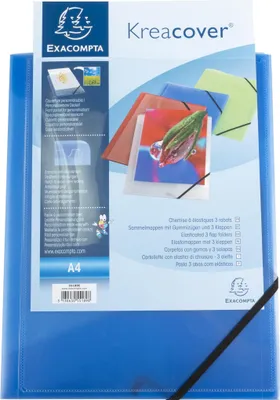 Image de Exacompta 25x Chemise à élastiques 3 rabats PP translucide A4 Bleu 55182E