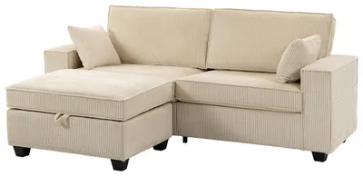 Produktbild von HOMCOM Ecksofa 216 cm L-Form Sofa mit Umkehrbarem Aufbewahrungshocker, Beige