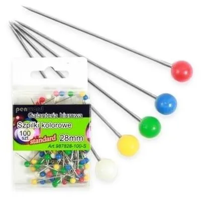 Produktbild von Bunte Stecknadeln 28 mm, 100 Stück