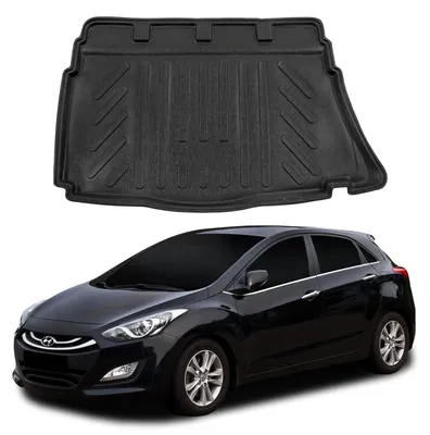 Produktbild von SCOUTT | Kofferraumwanne Laderaumwanne Kompatibel mit Hyundai i30 Hatchback 2012-2017, mit Hoher Rand, Kofferraum-Schutzmatte, Geriffelt, Aufrollbar, Schwarz