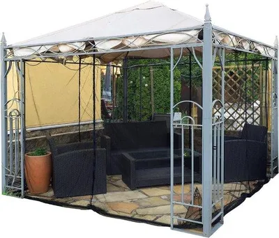 Zdjęcie produktu dla Moskitiera Famanu do pawilonu, tarasu, altany lub balkonu - czarna - z torbą transportową - idealna w podróży