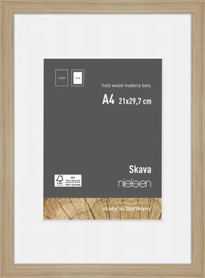 Produktbild von nielsen Holz Bilderrahmen Skava Eiche, 21,0 x 29,7 cm (A4) - mit Passepartout 15x20 cm