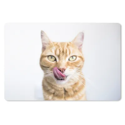 Produktbild von MuchoWow® Mauspad Mousepad Katze - Zunge - Weiß 27x18 cm - Mousepads - Maus Mat - Pad - Mausunterlage - Büroartikel - Desk Matten