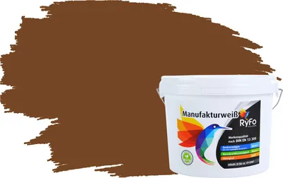 Produktbild von RyFo Colors Bunte Wandfarbe Manufakturweiß Kastanienbraun 3l  - weitere Braun Farbtöne und Größen erhältlich, Deckkraft Klasse 1, Nassabrieb Klasse 1