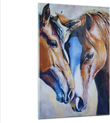 Produktbild von Bilder auf glas - Einteilig - Pferd Tier Bindung - 80x120cm - Glasbilder - Wandbilder - Bilder - zum Aufhängen bereit - Wanddekoration aus Glas - Glas Bilder - Wandbild auf Glas - GPA80x120-3526