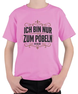Immagine prodotto di Maglietta per bambini, rosa, taglia 128, con scritta: "Sono qui solo per fare il buffone. Ironia. Sarcastico."