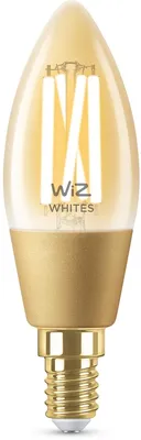 Produktbild von WiZ Filament-Lampe in Kerzenform, Bernstein 25 W C35 E14, Intelligentes Leuchtmittel, Wi-Fi/Bluetooth, Bernstein, LED, E14, C35