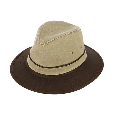Produktbild von Fiebig Stoffhut Traveller mit Kunstlederkrempe Nussbraun Gr. 60
