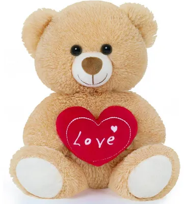 Image de Peluche ours en peluche, couleur kaki, avec un cœur rouge, 1 pièce