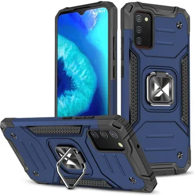 Zdjęcie produktu dla Wozinsky Ring Armor pancerne hybrydowe etui pokrowiec + magnetyczny uchwyt Samsung Galaxy A03s niebieski